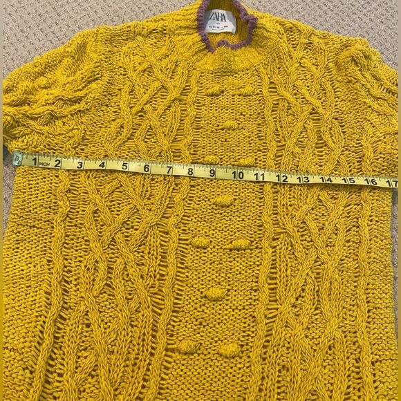 Zara Kids Yellow Crewneck Sweater with Cable Knit Size 11/12 - Picture 6 of 8